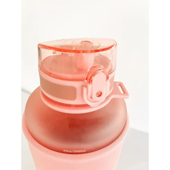 Hydracy Water Bottle with Time Marker -Large BPA Rose Gold 64 oz - Picture 8 of 10